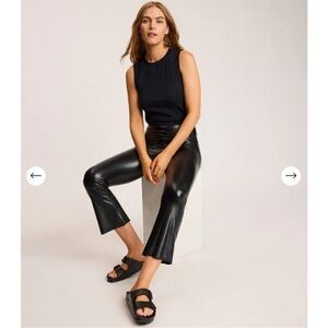 Commando Black Faux Leather Cropped Flair Pants